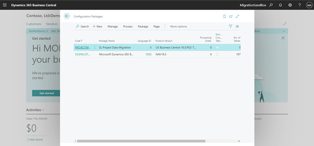 Configuration Packages page