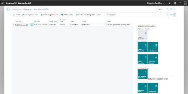 Cloud Migration Management page