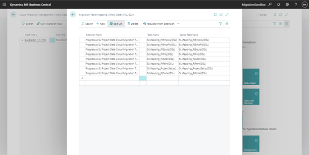 Migration Table Mapping